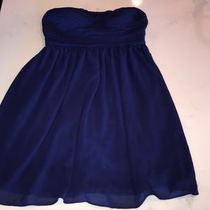 Navy chiffon strapless dress